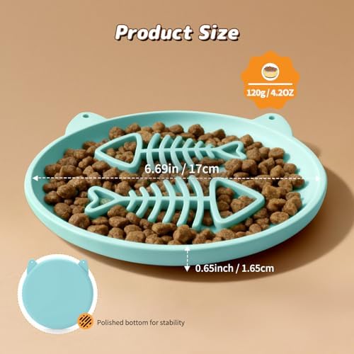 Slow Feeder Cat Bowl, 2 PCS Silicone Bowl, Cat Slow Feeder, Ideal for Dry and Wet Food, Easy to Clean, Interactive Puzzle Toy for Pets Food Training, Keeps Cats Busy, 6.69" W*0.65" H - Image 6