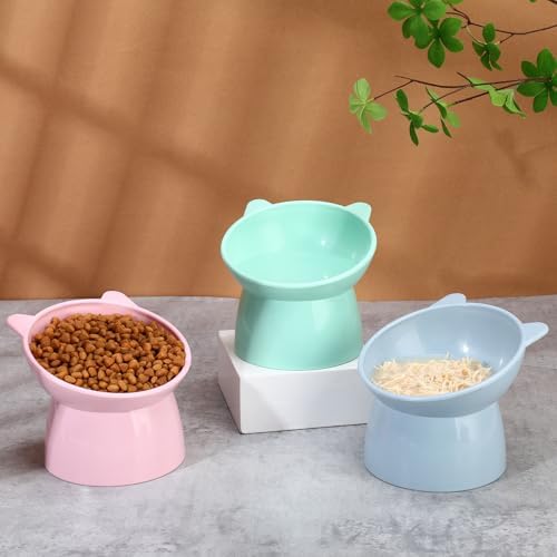 3 Pcs Elevated Cat Bowls 15° Raised Cat Bowl with Silicone Mat - Image 5