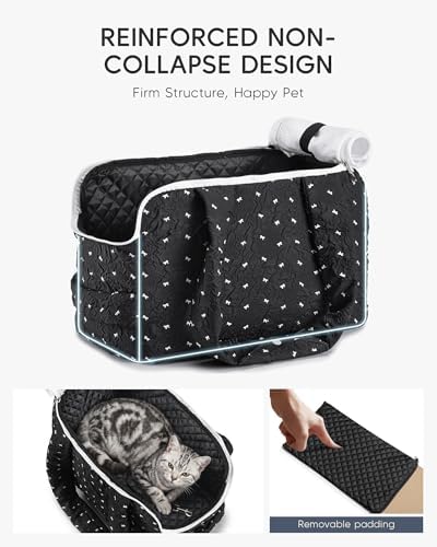 Cat Small Dog Purse Carrier Soft Pet Tote Bag Carrier with Top Grid Large Opening Lightweight Comfortable Puppy Cats Carrier for Travel Outdoor Black+White - Image 4