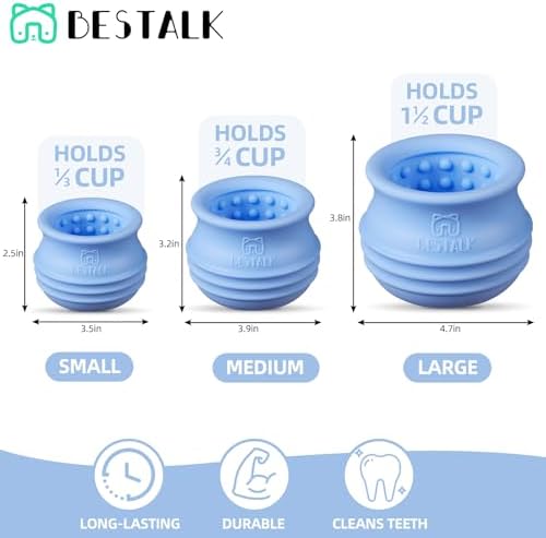 Dog Enrichment Treat Toy, Long-Lasting Wobbly Interactive Freeze Lick Toys for Dogs, Stuffable Puzzle Feeder Toy for Boredom, Silicone Treat Dispensing Chew Toy (Baby Blue,M) - Image 6