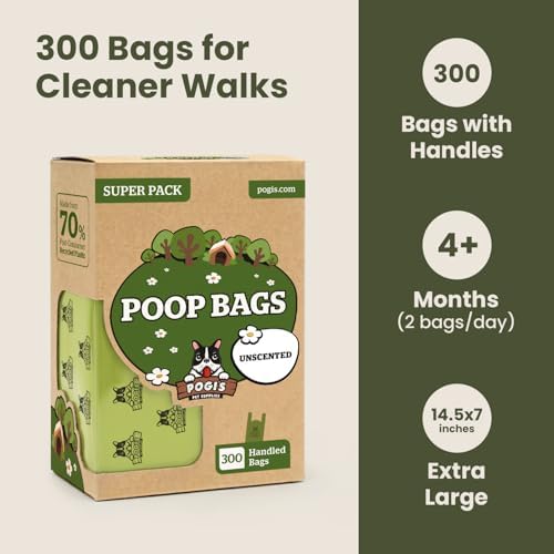Pogi's Dog Poop Bags with Handles, Thick & Leak-Proof, Unscented, 300 Bags - Image 6