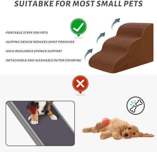 Aodisman Dog Stairs for Small Dogs and Cats,3-Step Pet Ramp for Couch,Chair - Image 4