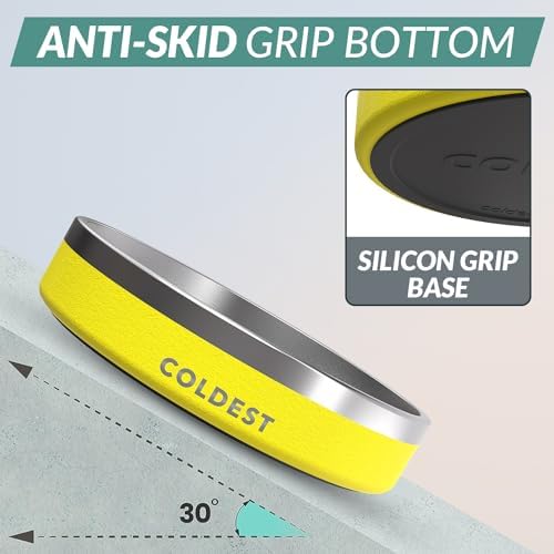 Coldest Dog Bowl - Anti Rust Metal, Non Slip, 3 Layers Insulated Stainless Steel Dog Bowls - Spill Proof & Heavy Duty - Water Bowl for Dogs, Cats & Pets, Dish Washer Safe (21 oz, Solar Yellow) - Image 2