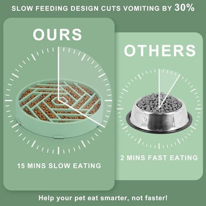 TOBYTO Slow Feeder Dog Bowls Large Medium Breed,Anti-Choking Slow Eating Dog Food Bowl,Non Slip Pet Slower Food Feeding Bowls Large Puzzle Slow Feeder Bloat Stop Maze Dog Dishes,Bean Green - Image 4