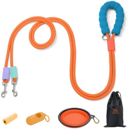 Double Dog Leash, Hands Free Dog Leash Set w/Sponge Handle, Adjustable 4.9-9.8ft for Walking Jogging Running Training, Multifunctional Handheld Crossbody Waist for Small Medium Dogs by Unknown