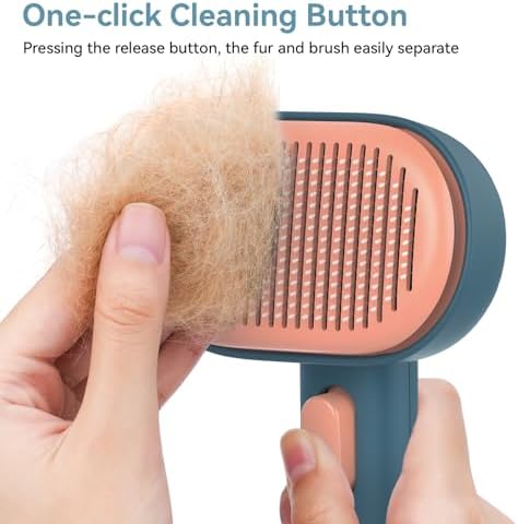 Aumuca Skin Friendly Self-Cleaning Slicker Brush for Dogs & Cats, Gentle Pet Grooming Tool for Shedding & Deshedding, Efficient Hair Remover for Long & Short Haired Pets - Image 4