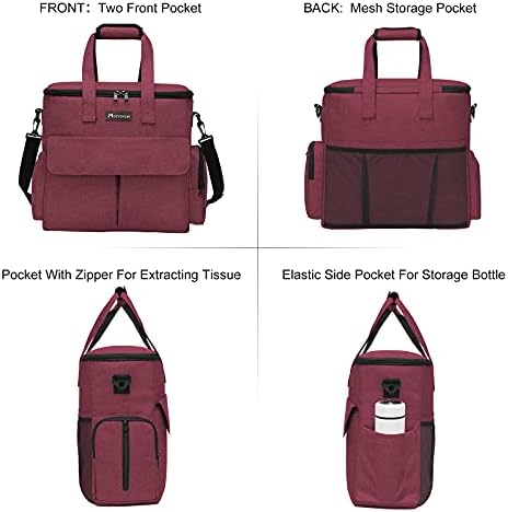 Modoker Weekend Dog Travel Bag with 2 Food Bags, 2 Bowls and Mat,Rose Red - Image 2