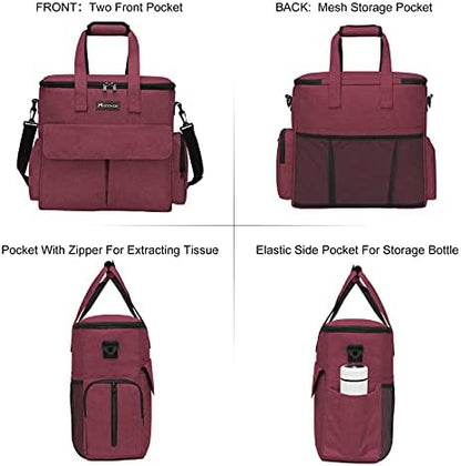 Modoker Weekend Dog Travel Bag with 2 Food Bags, 2 Bowls and Mat,Rose Red - Image 2
