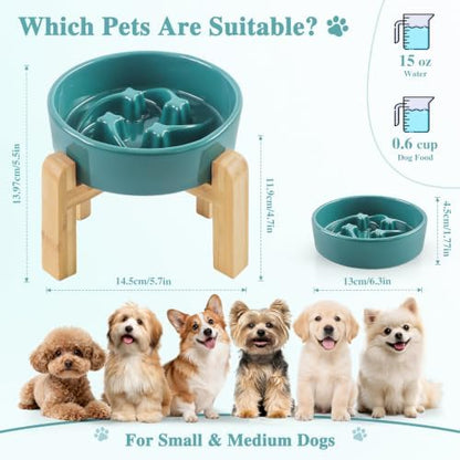 6.3” Elevated Slow Feeder Dog Bowls,Ceramic Slow Feeder Dog Bowl with Stand - Image 2