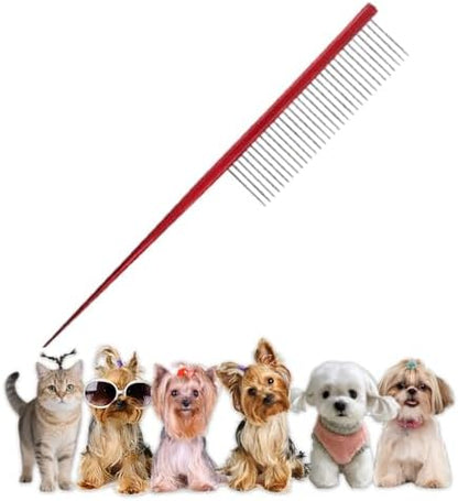 Pet Grooming Comb for Cat and Dog Hairstyling - Rat Tail Trimmer, Float Hair Removal Dematting Tool with Rounded Ends for Home Grooming by PetPhindU
