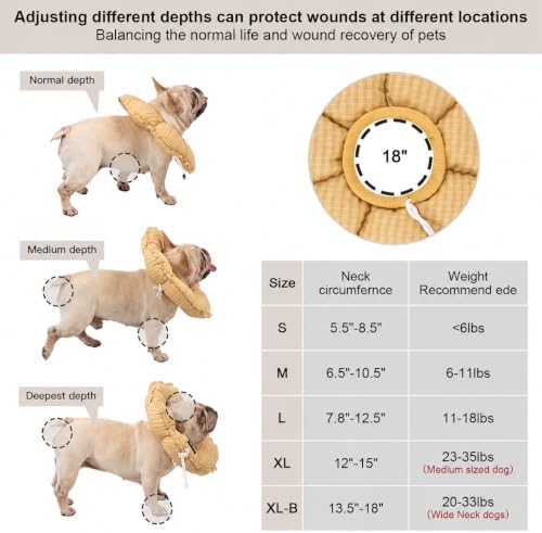 H HIDREAM Dog Cone Collar Stress-Free Recovery Cone Alternative: Adjustable Depth & Diameter for Wide-Neck Dogs (Pugs, Bulldogs, Bullies) Daisy Yellow XL-B - Image 2
