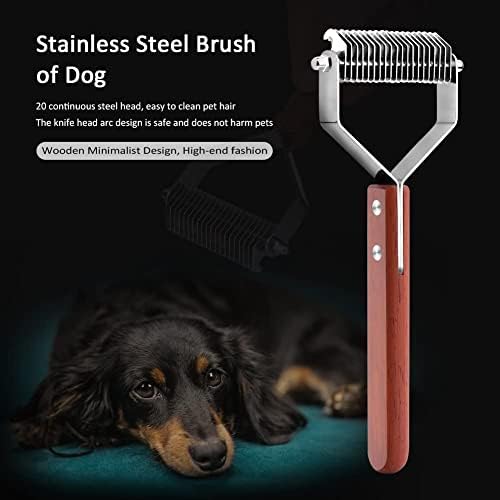 Awtang Undercoat Rake for Dogs, Cats Grooming Dematting Comb, 20 Stainless Steel Blades Wooden Handle Dog Brush - Image 4
