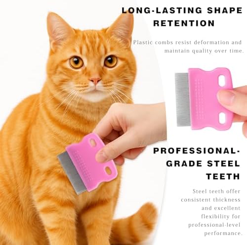 Flea & Lice Combs for Pets – Fine-Tooth Stainless Steel Grooming Set, Dematting Tools for Dogs and Cats – 5 Pack - Image 5