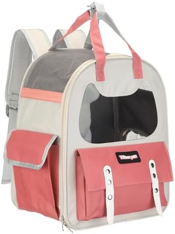 Cat Pet Backpack Carrier Pink 12"x8"x14" Travel Bag by Unknown