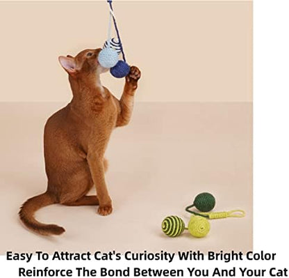 Cat Toy Sisal Ball Hanging Cat Toy Handmade Cat Rope Ball Chew Eco-Friendly Toy Pets Interactive Toy Cat Toys for Indoor Cats (Original Color, 1pcs) - Image 2