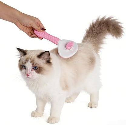 1Pc Cat Hair Brush Pet Grooming Tool Skin Friendly Deshedding Brush Self Cleaning Slicker Brush with Release Button for Dogs and Cats Easy Clean Pink 7.48 x 3.94 in - Image 3