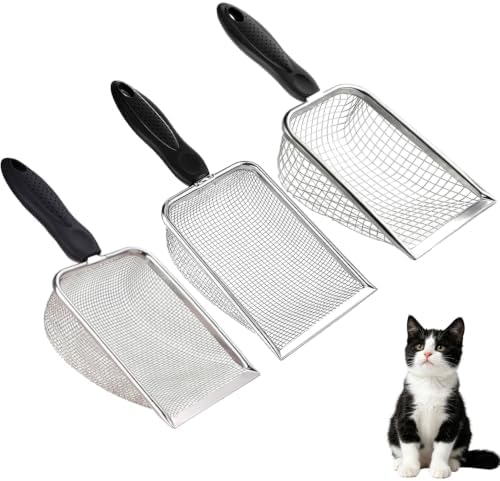 3PCS Cat Litter Scoop, Mesh Kitty Litter Scooper (2.8/3.8/5mm Mesh) by LUOTIVON