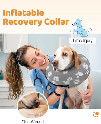 Supet Inflatable Dog Cone Collar for Large Medium Small Dogs, Soft Cone Collar for Dogs Cats, ECollar Doggie Neck Donut Dog Cone Alternative After Surgery - Image 2
