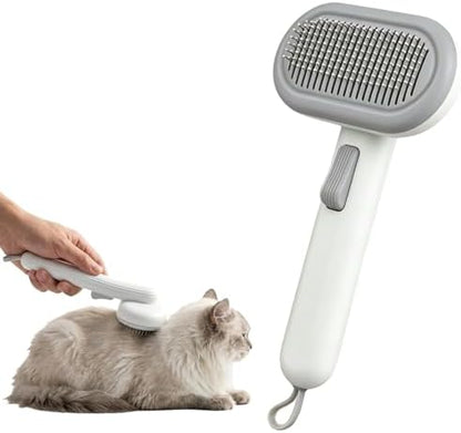 Cat Brush for Shedding, Self Cleaning Grooming Brush with Release Button, Deshedding Undercoat Comb for Indoor Cats Long & Short Haired, Pet Hair Remover Tool for Kitten Rabbit Massage by FLINBIUS