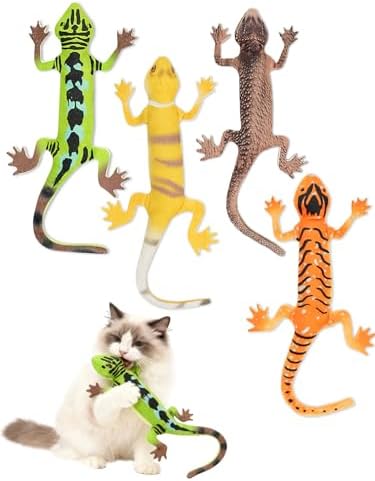Catnip Toys, Catnip Lizard Toys for Indoor Cats, 4-Pack Interactive Cat Kicker Toys for Teeth Cleaning & Boredom Relief, Durable Plush Cat Toys for Kitten and Adult Cats, for Cat Lovers by BabyBlanketBirthdayGifts