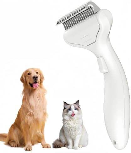 Undercoat Rake for Dogs & Cats, Self‑Clean Deshedding Brush, Dematting Comb by Unknown