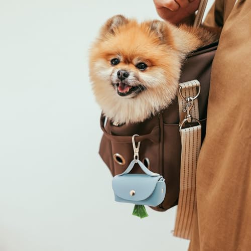 Leather Poop Bag Holder Dispenser for Leash, Portable and Reusable Dog Poop Bag Dispenser, Dog Bag Holder for Walking, Outdoor, Travelling (Blue) - Image 5