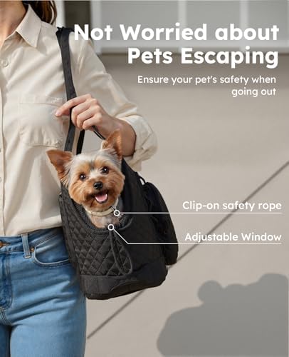 Pecute Dog Purse Carrier, Dog Carrier with Pockets for Small Dogs, Fits Dogs 5 lbs to 9 lbs, Cat and Puppies Tote Bag, Outing, Travel, Vet, Black - Image 3