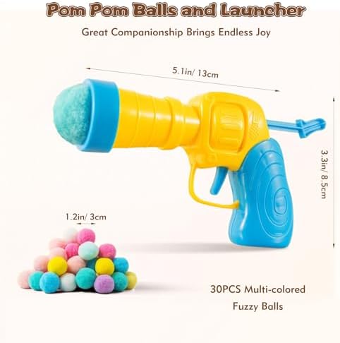 Kerros Cat Ball Toy Launcher with 30 Pom Pom Balls for Indoor Cats - Image 4