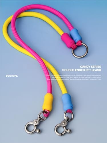 Tangle-Free Double Dog Leash Coupler No-Tangle O-Ring & 360° Swivel Clip,Extension Rope for Large Medium Dogs Over 40 lbs (Pink Lemonade Puff, 20'') - Image 6