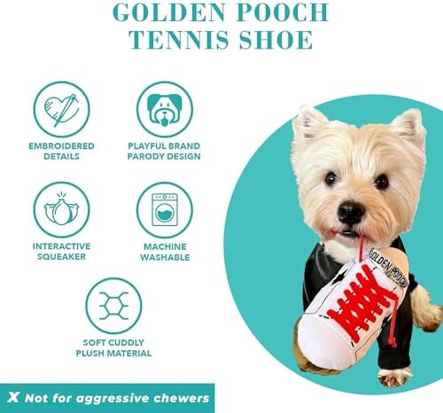 Haute Diggity Dog Golden Pooch Tennis Shoe Plush Dog Toy, Designer Parody - Image 4