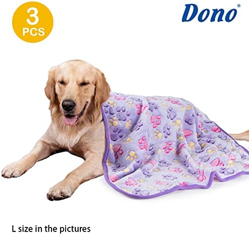 Dono 1 Pack 3 Dog Blankets, Soft Fluffy Fleece Pet Blanket Warm Sleep Mat Paw Print Design Puppy Kitten Throw Blankets Doggy Blanket for Dogs - Image 2