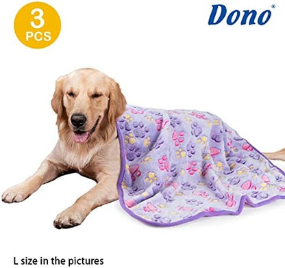 Dono 1 Pack 3 Dog Blankets, Soft Fluffy Fleece Pet Blanket Warm Sleep Mat Paw Print Design Puppy Kitten Throw Blankets Doggy Blanket for Dogs - Image 2
