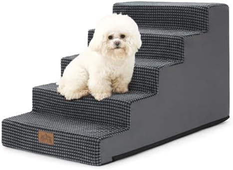 COZY KISS Dog Stairs for Small Dogs, 5 Step Pet Stairs for Beds & Couches by COZYKISS