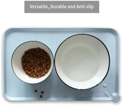 Hoki Found Silicone Pet Food Mats - Non Slip Bowl Placemats for Dogs & Cats - Waterproof, Suitable for Carpet - Frost - Image 4