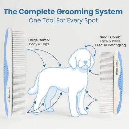 Metal Comb for Dogs, Dog Grooming Detangler Combs For Matted Hair, Large - Image 2
