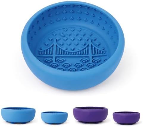 Dog Lick Bowl & Slow Feeder Lick Mat, Blue, Large by FurBingo