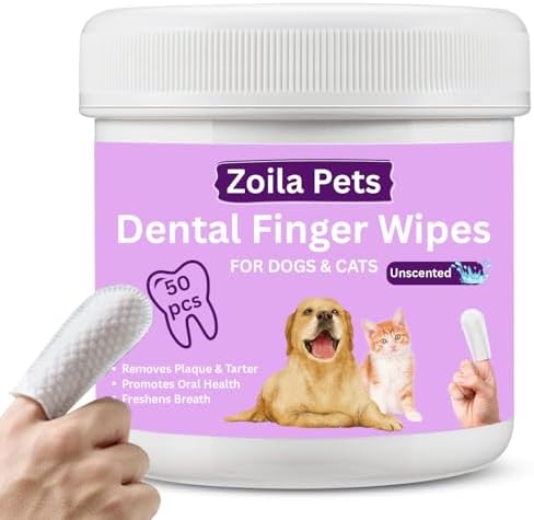 Dog & Cat Dental Wipes - Finger Toothbrush for Plaque, Tartar & Breath by ZoilaPets