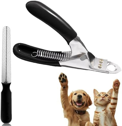 Dog Nail Clippers | Dog Nail Trimmer with Nail File and Safety Guard for Large Breed Dog | Injury-Free Grooming Tool for Pets (Black) by Paioxerty