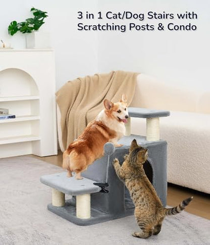 Happi N Pets Cat Stairs for Bed, Stable Pet Step with Condo, 3 Combinations - Image 2