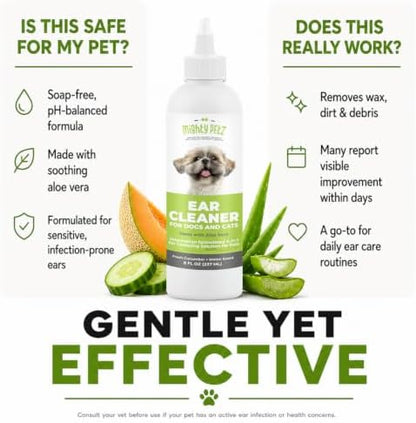 Mighty Petz Dog Ear Cleaner – Pet Ear Wash to Support Itchy, Infection Prone Ears, Yeast and Wax. Advanced & Gentle Otic Cleaning Solution. Ear Drops for Dogs and Cats - 8 oz - Image 2