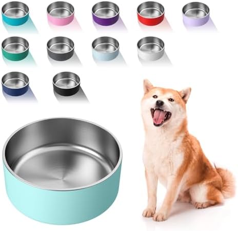 WENBOKMIN Dog Bowl, Stainless Steel Food and Water Bowl, 40oz, Mint Green | Non Slip Quiet Bottom, Easy to Clean, Dishwasher Safe by Wenbokmin