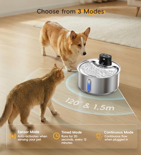 Stainless Steel Cat Water Fountain, 186fl.oz/1.45Gal Cordless Dog Fountain - Image 3