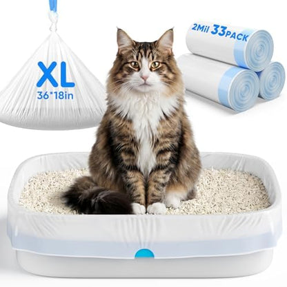 33 Count Jumbo Cat Litter Box Liners,36" X 18" Cat Litter Bags by Unknown