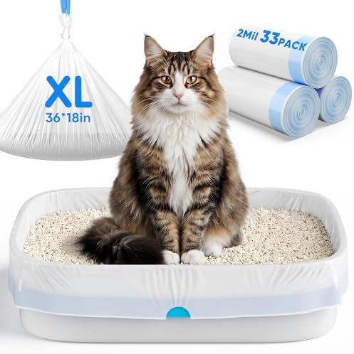 33 Count Jumbo Cat Litter Box Liners,36" X 18" Cat Litter Bags by Unknown
