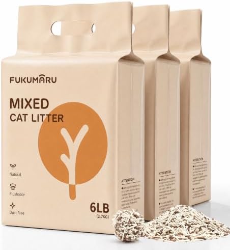 FUKUMARU Tofu Cat Litter, Applewood Blend, Clumping, Odor Control, 18 lb by FUKUMARU