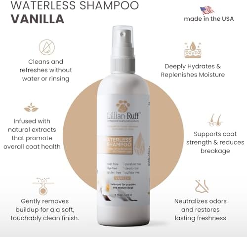 Lillian Ruff Waterless No-Rinse Dog Dry Shampoo Spray with Hydrating Essential Oils - pH-Balanced Dry Shampoo for Dogs - Clean, Condition, Detangle & Deodorize Dry, Sensitive Skin (Vanilla) - Image 2