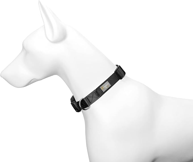 Dog Collar Black Basic Adjustable Dog Collars with Breathable Quick Release Nylon Pet Collar for Puppy Small Medium Large Dogs Boy