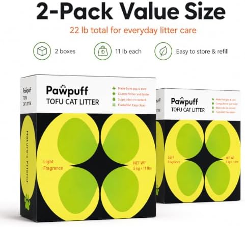 Clumping Cat Litter Tofu, Low Dust Fast Clumping Low Tracking Light Milk Scent Flushable, Plant-Based Pea Fiber & Corn Starchin Small Amounts 2-Pack (11 lb Each, 22 lb Total) - Image 2