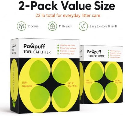 Clumping Cat Litter Tofu, Low Dust Fast Clumping Low Tracking Light Milk Scent Flushable, Plant-Based Pea Fiber & Corn Starchin Small Amounts 2-Pack (11 lb Each, 22 lb Total) - Image 2