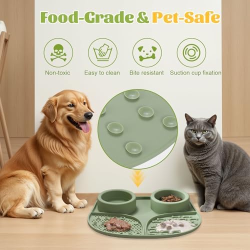 Silicone Lick Mat for Dogs with Suction Cups, Slow Feeder Dog Bowls & Dog Lick Mat for Anxiety Relief, Snuffle Mat for Dogs, Dog Food Bowl & Cat Food Bowl, Slow Feeder Cat Bowl for Wet & Dry Treats - Image 5
